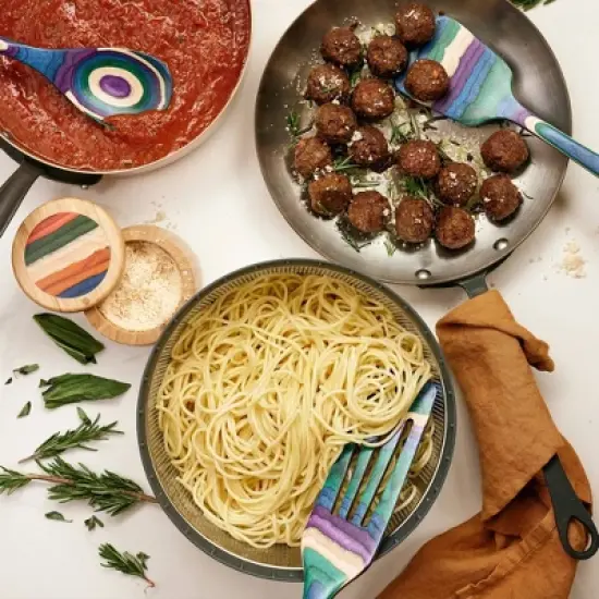 Baltique 7pc Mumbai Kitchen Utensil Set: Wood Cooking Tools, Spoon, Spurtle, Spatula, Multicolored, Hand Wash image {3}