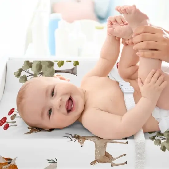 Sweet Jojo Designs Boy Girl Gender Neutral Unisex Changing Pad Sheet Watercolor Woodland Forest Animals Orange Green and Brown image {2}