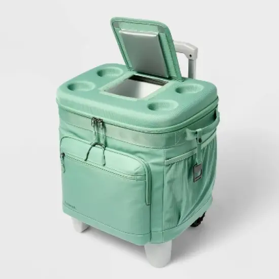 36 Can Rolling Cooler Green - Embark&trade;: Retractable Handle, Storage Pocket image {2}
