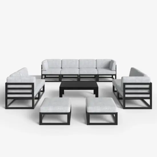 LayinSun 11-Piece Large Outdoor Modular L-Shaped Sectional Set with Coffee Table image {1}