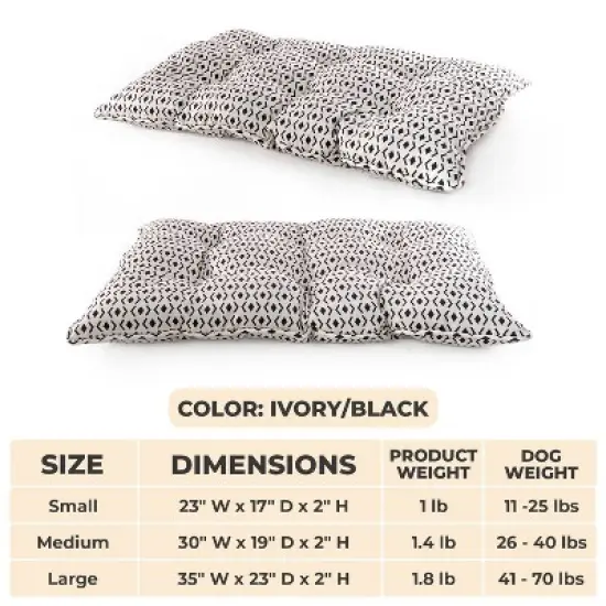 Precious Tails Printed Microsuede Tufted Mat Bed for Dogs - Ivory - L image {4}