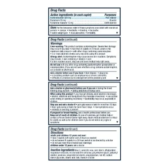 Pamprin Multi-Symptom Menstrual Pain Reliever Acetaminophen Caplets - 40ct image {1}