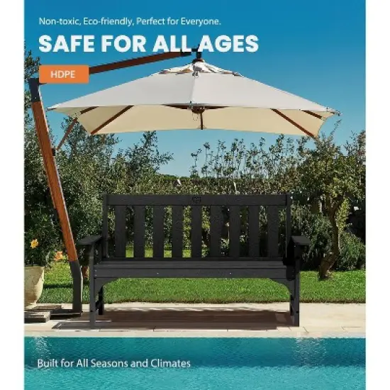 GardenJoy 2-Person Outdoor Bench HDPE Garden Seating Weather Resistant 4-Piece Set image {1}