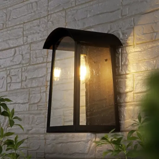 Adalai 8" Outdoor Sconce - PLT4027 - Black - Safavieh image {3}