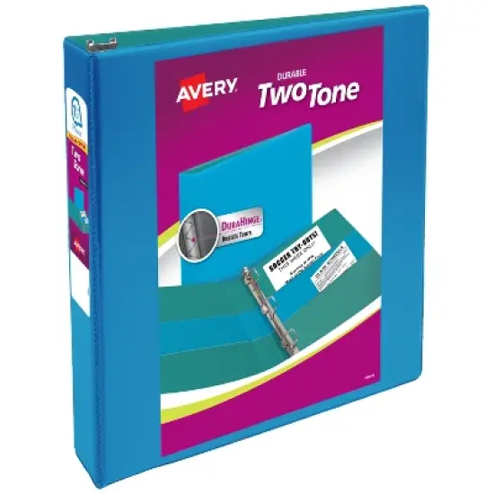 Avery Two-Tone Durable View 3 Ring Binder, 1.5 Inch Slant Rings, Blue/Teal Binder (17292) image {9}