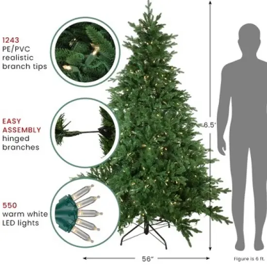 Northlight Real Touch&trade;️Pre-Lit Full Minnesota Balsam Fir Artificial Christmas Tree - 6.5' - Warm White LED image {3}