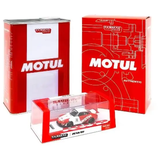 RWB 993 #3 "Motul" Red and White with METAL OIL CAN "RAUH-Welt BEGRIFF" 1/64 Diecast Model Car by Tarmac Works image {2}