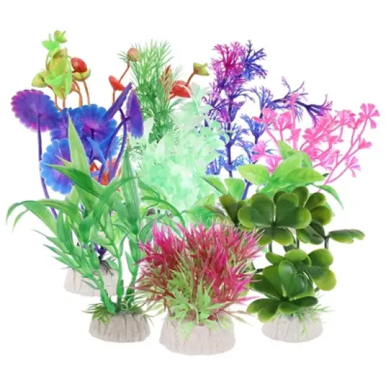 Unique Bargains Fish Tank Artificial Aquarium Plants Ornaments Multicolored 10 Pcs image {6}