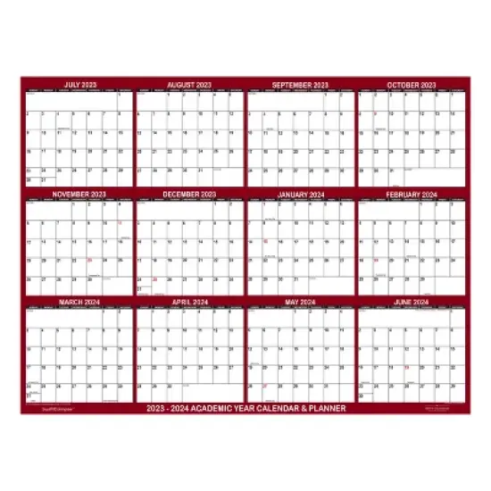 SwiftGlimpse 2023-2024 Academic Year Wall Calendar  & Planner 24"x36" Maroon image {6}
