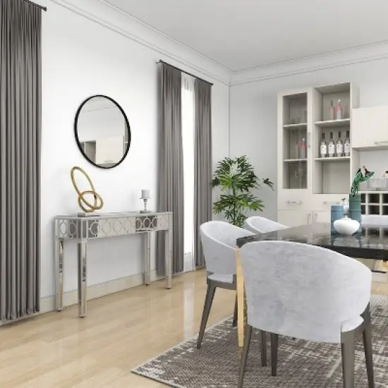 Glam Mirror and Wood Patterned Console Table Silver - Olivia & May image {15}