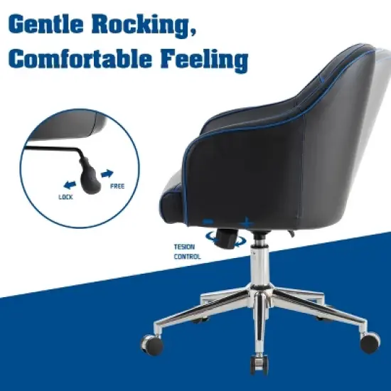 Costway Office Chair Swivel Adjustable Height w/ Massage Lumbar Support Blue image {7}
