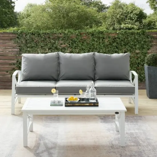 Kaplan 2pc Outdoor Sofa Set - Gray - Crosley image {6}