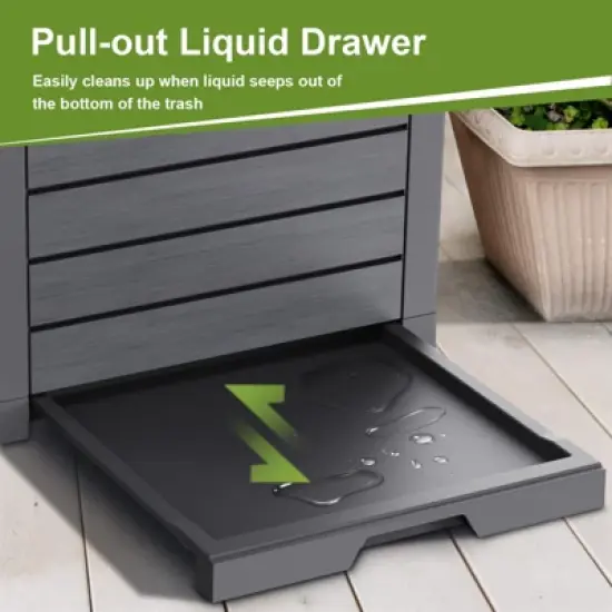 Yardgrace Outdoor Trash Can,Waterproof Resin Garbage Can with Garbage Labels,Durable Waste Bin for Porch, Backyard,Kitchen image {3}