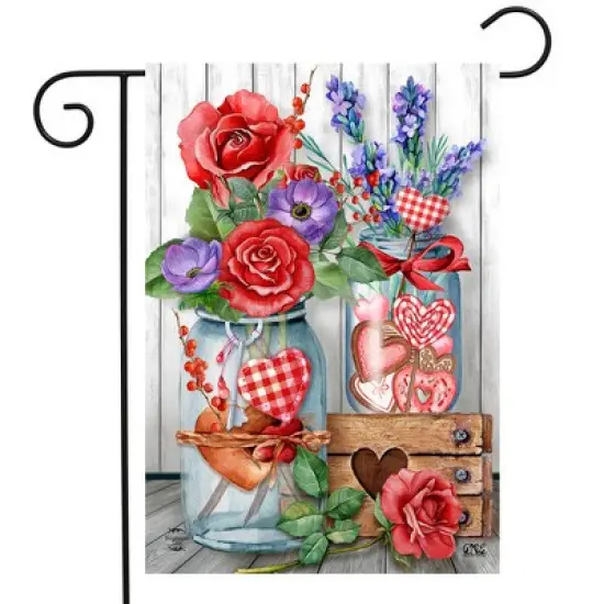 Briarwood Lane Garden Flag 12x18 For Outdoor Love Filled Mason Jars Valentine's Day For Valentine's Garden Flag Flags For Outside image {1}