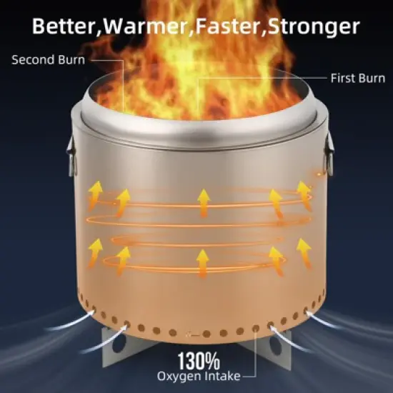 Smokeless Fire Pit with Removable Ash Pan, Fire Poker Included - Compact Design image {2}