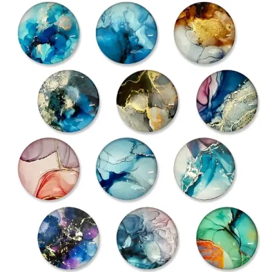 Wrapables Crystal Glass Magnets, Refrigerator Magnets for Office Whiteboards, Cabinets, Lockers (Set of 12), Marble Rock image {7}