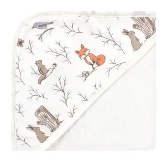 Hudson Baby Infant Girl Cotton Rich Hooded Towels, Enchanted Forest, One Size image {3}