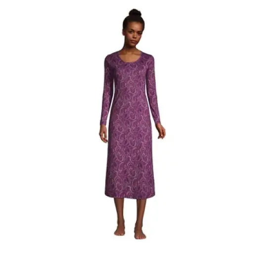 Lands' End Women's Supima Cotton Long Sleeve Midcalf Nightgown image {10}