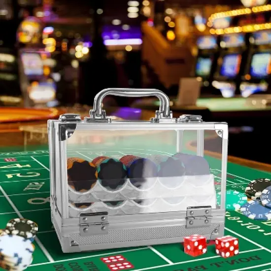 GSE 600pcs Poker Chip Cases, Acrylic Chip Case with Aluminum Frame & 6 Trays image {6}