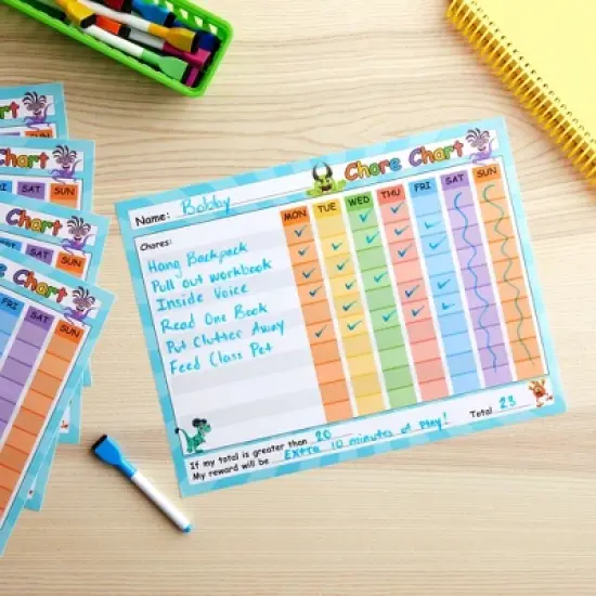 Infinite Curiosity 6 Pack Dry Erase Chore Chart for Kids, Reusable Behavior Reward Board with Stick-On Backing for Classroom, 14.5 x 11 In image {3}