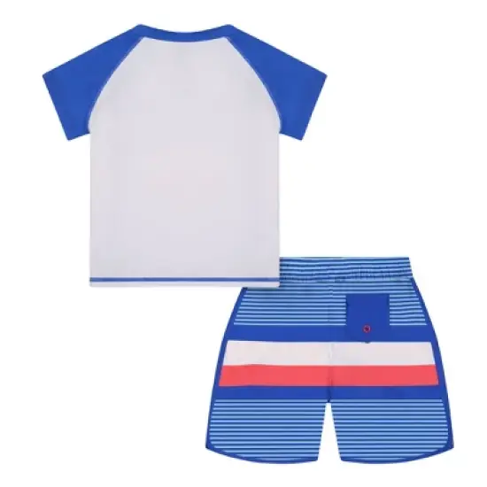 Andy & Evan Kids Boys 2-Piece Rashguard Swim Set White, Size 6 image {2}