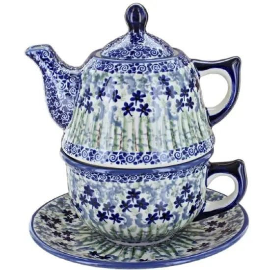 Blue Rose Polish Pottery C027 Manufaktura Tea for One image {3}