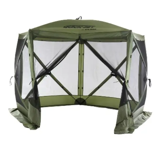 CLAM Quick-Set Venture Portable Pop-Up Outdoor Camping Gazebo Screen Tent Sided Canopy Shelter with Ground Stakes and Carry Bag image {5}