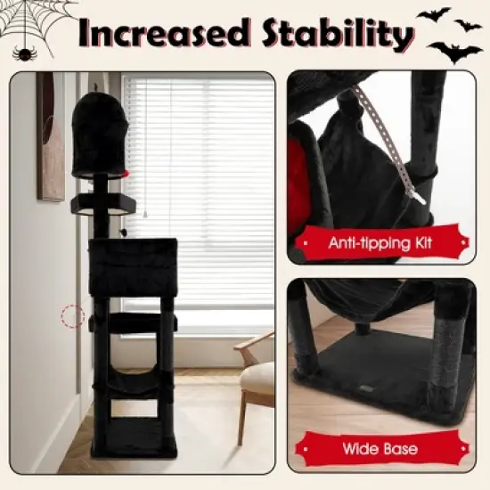 Tangkula Gothic Cat Tree for Indoor Cats Extra Large Cat Tower w/2 Cat Condos Coffin Bed image {6}