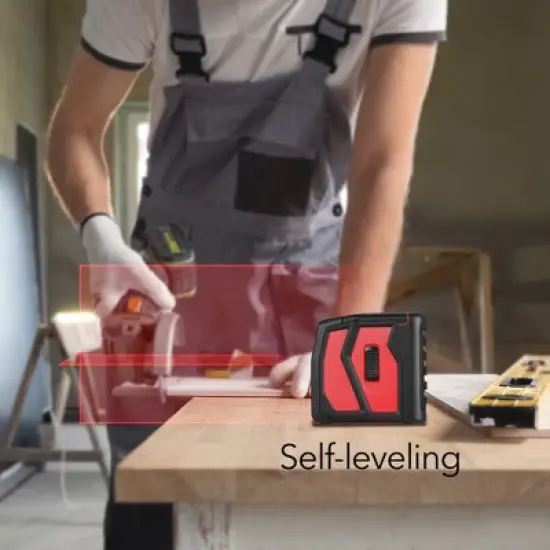 Dartwood Self-Leveling Laser Level Tool with Horizontal and Vertical Cross Lines and Rechargeable Battery (3 Pack, Red) image {3}