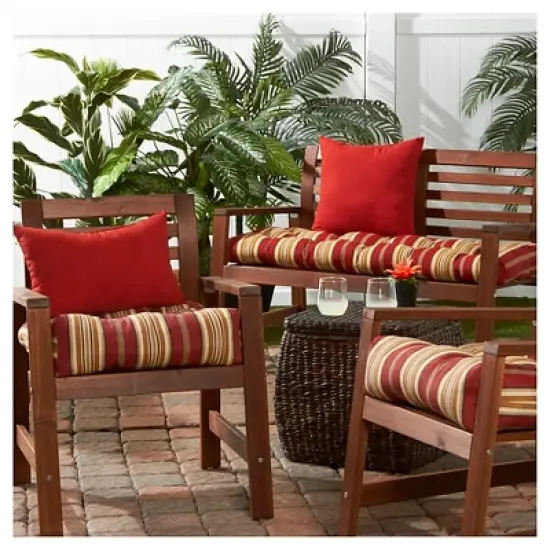 Roma Stripe Outdoor Seat Cushion - Kensington Garden image {2}