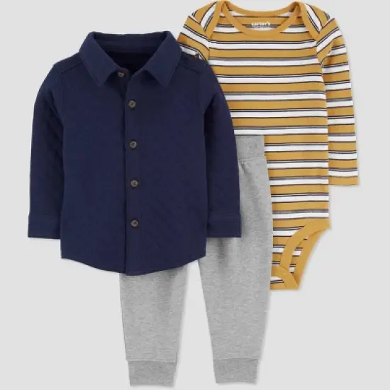 Carter's Just One You&reg; Baby Boys' Striped Top & Bottom Set - Brown image {4}
