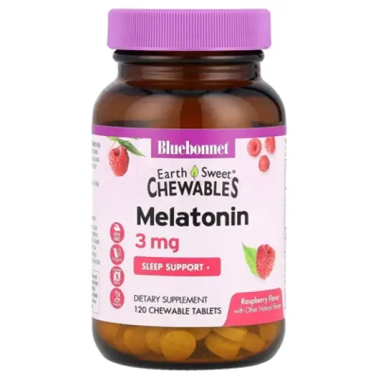 Bluebonnet Nutrition EarthSweet&reg; Chewables, Melatonin, Raspberry, 3 mg, 120 Chewable Tablets image {4}
