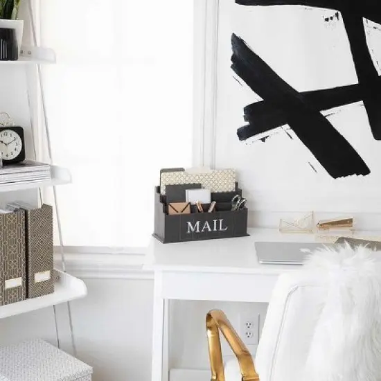 Blu Monaco 3 Tier Wooden Mail Organizer with Mail Printed on Front image {5}