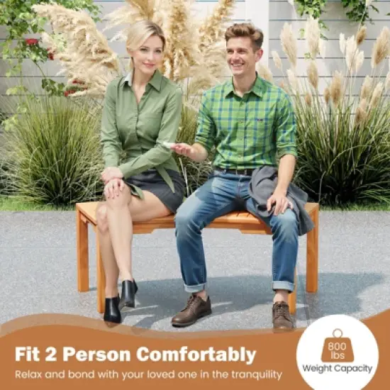 Costway 1/2/4 PCS Outdoor Curved Bench with Slatted Seat Wrap Around Tree Bench 2-Person Seating image {6}