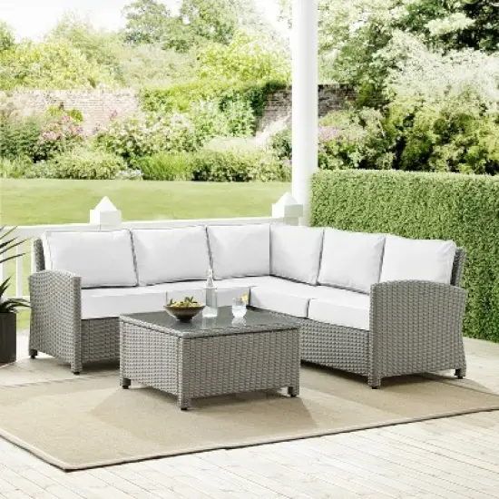 Crosley 4pc Bradenton Steel Outdoor Patio Sectional Sofa Furniture Set image {1}