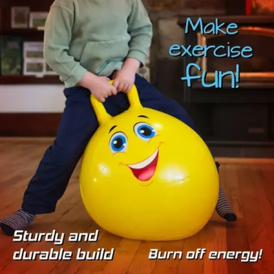 New Bounce Hopper Ball for Kids - Bouncing Ball with Handles - Inflatable Hippity Hop Ball - Yellow Bouncy Ball with Pump image {3}