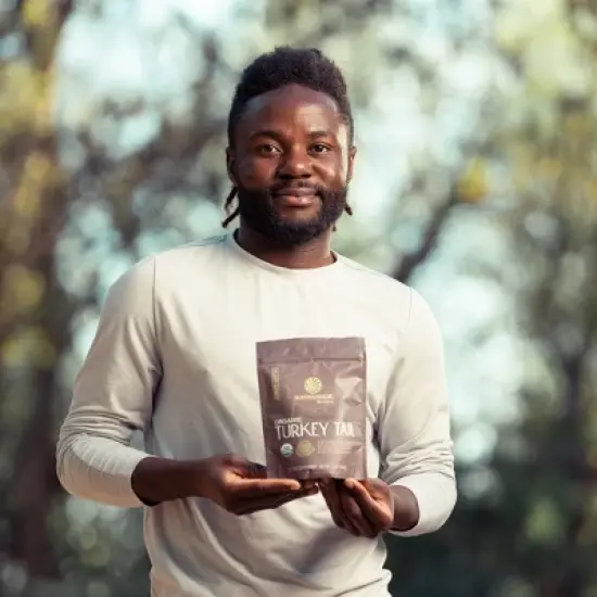 Sunwarrior Organic Turkey Tail Mushroom Powder, Be Well Turkey Mushroom Immune Support, Microbiome Gut Health Support, 50 Servings 100g Pouch image {6}