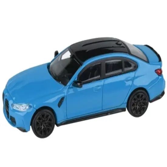 BMW M3 (G80) Miami Blue with Black Top 1/64 Diecast Model Car by Paragon Models image {1}