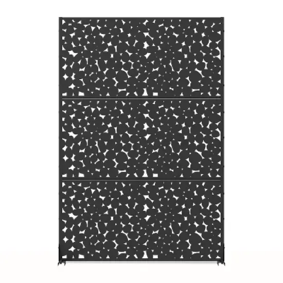 PexFix 72 in. H x 47 in. W Outdoor Metal Privacy Screen Cobble Pattern in Black image {4}