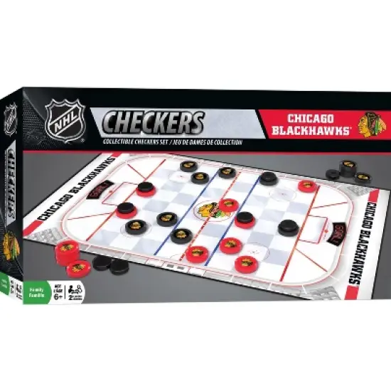 MasterPieces Officially licensed NHL Chicago Blackhawks Checkers Board Game for Families and Kids ages 6 and Up image {1}
