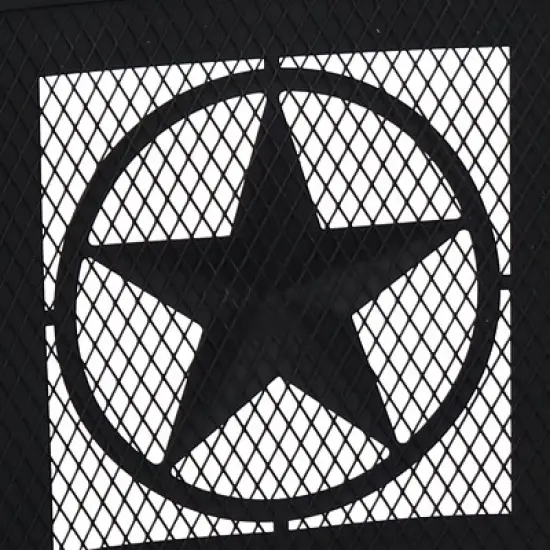 Sunnydaze Outdoor Portable Camping or Backyard Steel Large All Star Fire Pit Bowl with Spark Screen and Cooking Grate - 30" - Black image {6}