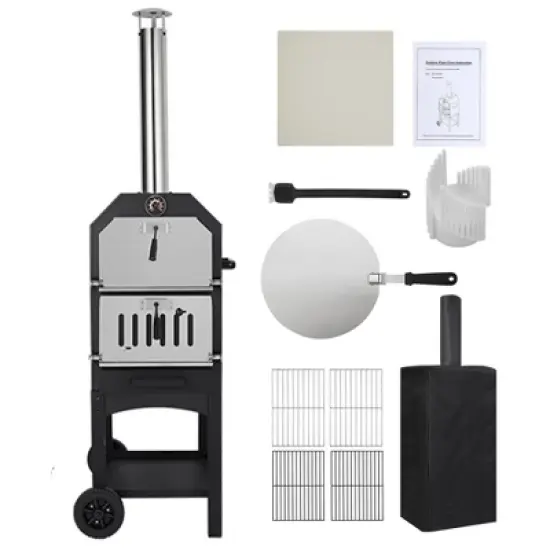 Acekool Wood-Fired Pizza Oven on Wheels for Outside image {10}