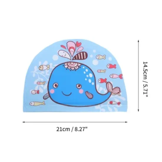Unique Bargains Kid's Polyester Whale Pattern Swim Cap Blue 1 Pc image {3}