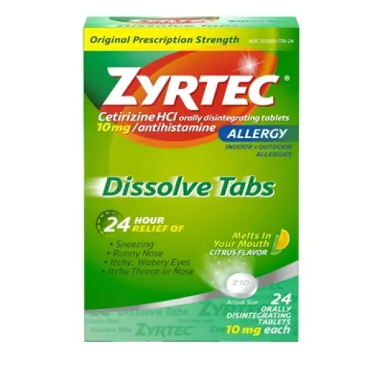 Zyrtec Oral Allergy and Sinus Dissolve Cetirizine Tablets - 24ct image {7}