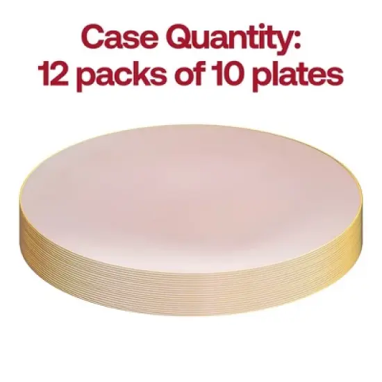Smarty Had A Party 7.5" Pink w/ Gold Rim Organic Plastic Salad Plates - 120 pcs image {3}