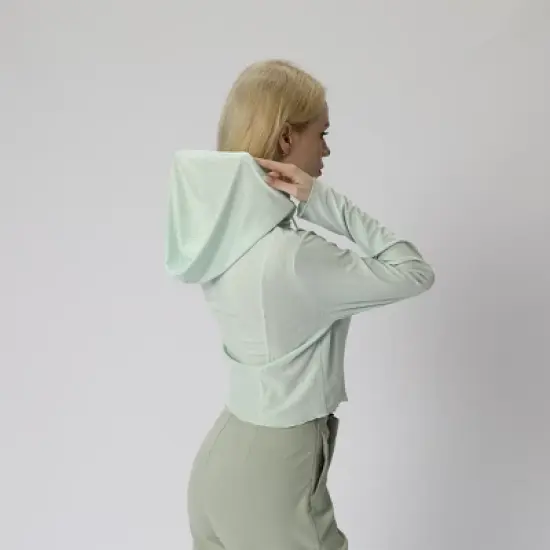 Women's Relaxed Fit Front Drawstring Hooded Long Sleeve Shirt image {1}