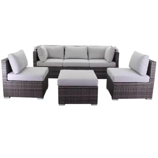 Courtyard Casual Taupe Aurora Outdoor Sectional to Daybed Combo with Canopy image {4}