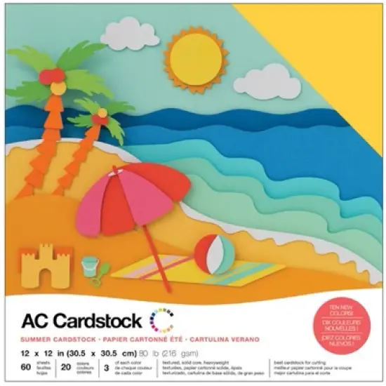 American Crafts Variety Cardstock Pack 12"X12" 60/Pkg-Summer image {2}