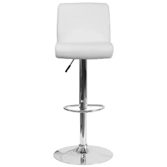 Emma and Oliver Swivel Rolled Seat Adjustable Height Barstool with Chrome Base image {8}