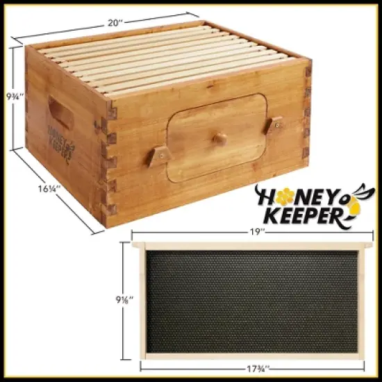 Honey Keeper Hive Box with Window, 100% Beeswax Coated Beehive Kit with 10 Wooden Frames and Waxed Foundations for Langstroth Beekeeping image {5}